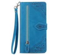 SHIEID Funda de teléfono móvil para Honor 200 Smart con Cremallera Wallet Phone Case, Honor 200 Smart Wallet Magnetic Closure Flip Stand Case, Adecuado para Honor 200 Smart-Azul