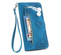 SHIEID Funda de teléfono móvil para TCL 40 SE con Cremallera Wallet Phone Case, TCL 40 SE Wallet Magnetic Closure Flip Stand Case, Adecuado para TCL 40 SE-Azul