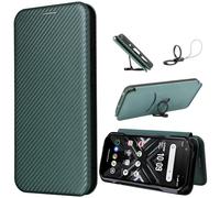SHIEID Funda para Fairphone 6,Caja del teléfono de Fibra de Carbono, con función de Soporte Case, el Estuche con Tapa magnética Estuche para Compatible para Fairphone 6-Verde