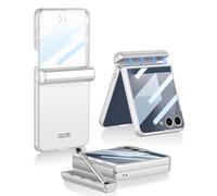 SHIEID Funda para Galaxy Z Flip 7 con lápiz capacitivo, bisagra magnética, protector de pantalla integrado y soporte para S Pen - Funda de cuerpo completo de 360° para Samsung Z Flip 7, color plateado