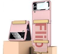 SHIEID Funda para Samsung Z Flip 4 Galaxy Z Flip 4 Capa protetora Ultrafina com Correia, protetor de Smartphone à Prova de choques Flip4 Carcasa para Samsung Galaxy Z Flip 4 5G 2022-Rosa