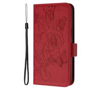 SHIEID Funda para ZTE Blade A35E Fundas Wallet Case, Diseño Retro del Modelo de Flores, Ranuras para Tarjetas, Magnético Flip Wallet Case Cover Adecuado para ZTE Blade A35E, Rojo