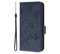 SHIEID Funda para ZTE Blade A35E Fundas Wallet Case, Diseño Retro del Modelo de Flores, Ranuras para Tarjetas, Magnético Flip Wallet Case Cover Adecuado para ZTE Blade A35E, Azul Oscuro