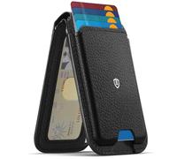 SHIELDON Cartera para Magsafe de Cuero Genuino, Litchi Grain Negro