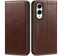 SHIELDON Cáscara para Galaxy S25 Edge 5G, Funda de Cuero, Funda Magnética con Bloqueo RFID, Genuine Leather Wallet Case Compatible con Galaxy S25E 6.7" 2025 - Café Retro