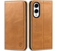 SHIELDON Cáscara para Galaxy S25 Edge 5G, Funda de Cuero Genuino con Tapa con Bloqueo RFID Protección Genuine Leather Wallet Case Compatible con Galaxy S25E 6.7" 2025 - Retro Marrón Claro