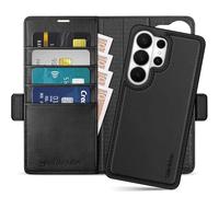 SHIELDON Funda 2 en 1 de Cuero Genuino para Galaxy S26 Ultra 6,9", Negro