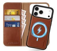 SHIELDON Funda Cartera de Cuero para iPhone 17 Pro MAX 6,9", Marrón Retro