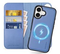 SHIELDON Funda Cuero Genuino 2 en 1 para iPhone 17 6,3 Pulgadas 5G 2025, Estuche Magnético [Bloqueo RFID][Función Stand] Funda Tipo Billetera de Cuero Desmontable Leather Case, Púrpura Glicina