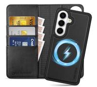 SHIELDON Funda Cuero Genuino Desmontable Libro para Galaxy S26 6.3 Pulgadas 5G 2026, Funda 2 en 1 Billetera [Tarjetero][Bloqueo RFID] Funda Magnética Extraíble para Teléfono, Negro