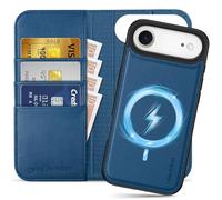 SHIELDON Funda Cuero Genuino Desmontable para iPhone Air 6,5 Pulgadas 5G 2025, Funda Billetera Libro [Ranura para Tarjeta][Bloqueo RFID] Carcasa Tipo Cartera 2 en 1, Azul Real