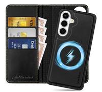 SHIELDON Funda de Cuero Genuino para Galaxy S26 Plus 6,7" 2026, Negro Retro
