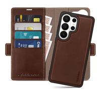 SHIELDON Funda de Cuero Genuino para Galaxy S26 Ultra 6,9", Café Retro