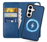 SHIELDON Funda Extraíble de Cuero Genuino para Galaxy S26 6,3", Azul Real