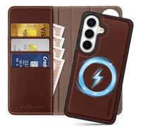 SHIELDON Funda Extraíble de Cuero Genuino para Galaxy S26 6,3", Café Retro