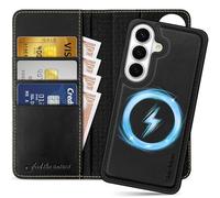 SHIELDON Funda Extraíble de Cuero Genuino para Galaxy S26 6,3", Negro Retro