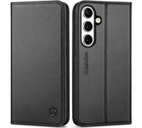 SHIELDON Funda Folio para Galaxy S25 FE 5G, Caso de Cartera de Cuero Genuino [Tarjetero] [Atril] [Bloqueo RFID] Caja Magnética A Prueba de Golpes Case Compatible con Galaxy S25FE (2025 6,7") - Negro