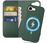SHIELDON Funda Tipo Cartera para iPhone 17e/16e 5G 6.1", Cubierta Magnética de Cuero Desmontable [Carga Inalámbrica] [Bloqueo RFID] Leather Wallet Case para iPhone 16e/17e 2026 - Verde Medianoche