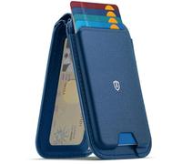 SHIELDON Porta Tarjetas de Cuero Genuino para Magsafe Wallet, Azul Real | Soporte Ajustable, Bloqueo RFID, Ventana ID, Cartera Magnética Leather Phone Wallet para iPhone Serie 18/17/16/15/14/13/12