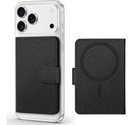SHIELDON Tarjetero Magnético de Piel Auténtica, Negro Litchi Grain