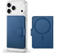 SHIELDON Titular de Tarjetas de Cuero Genuino, Napa Azul Real | Bloqueo RFID, Tarjetero Magnético, Tarjetero Adhesivo Extraíble, Ranura para Tarjetas para iPhone Serie 18/17/16/15/14/13/12