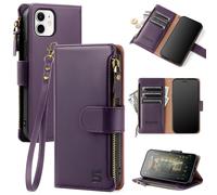 Shieldtop Compatible con iPhone 11 6.1 """" Case de billetera con titulares de tarjetas Hombres Rfid Bloqueo de PU Cubierta de cuero Pu Correa de l