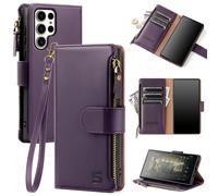 Shieldtop Compatible con Samsung Galaxy S25 Ultra Wallet Case con soporte para la tarjeta Mujeres Rfid Bloqueo de PU Cubierta de cuero Pu CORTE DE PR