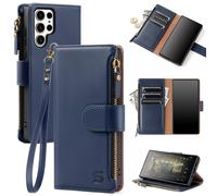 Shieldtop compatible con Samsung Galaxy S25 Ultra Wallet Case con soporte para tarjetas Mujeres Rfid Bloqueo de PU Cubierta de cuero Correa de la mu