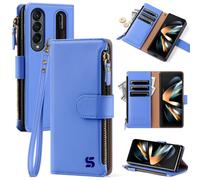 Shieldtop Compatible con Samsung Galaxy Z Fold 4 5G Case de billetera con S Pen Pen Mujeres Man Rfid Bloqueo de PU Flip Flip Case Tapa protectora Cor