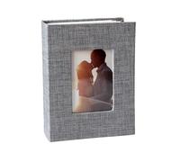 Shienfir Álbum de fotos ligero con cubierta de lino, 50 páginas, 100 bolsillos, 10 x 15 cm, para bodas, viajes, baby shower, niños, aniversario familiar, color gris