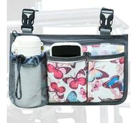 SHIFANQI Bolsa para silla de ruedas, bolsa para andador, bolsa lateral para silla de ruedas, bolsa organizadora para reposabrazos con accesorio para portavasos y tira reflectante, accesorios para la