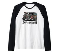 Shift Happens Vintage Rat Rod Hotrod Car Street Rod Diseño Camiseta Manga Raglan