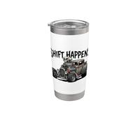 Shift Happens Vintage Rat Rod Hotrod Car Street Rod Diseño Vaso térmico de acero inoxidable de doble pared