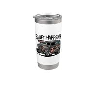 Shift Happens Vintage Rat Rod Hotrod Car Street Rod Diseño Vaso térmico de acero inoxidable de doble pared