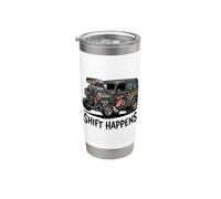 Shift Happens Vintage Rat Rod Hotrod Car Street Rod Diseño Vaso térmico de acero inoxidable de doble pared