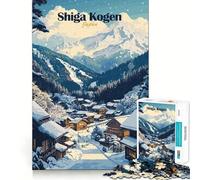 Shiga Kogen Japan Winter Village, Rompecabezas de 1000 Piezas para Adolescentes, Juguete para ejercitar la Mente, relajación Mental, diseño, Montaje, Lista de Deseos de Papá Noel 38x52cm