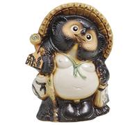 丸伊製陶 Shigaraki Pottery Estatua de Perro Mapache Kaiun Tanuki de 10.23 Pulgadas