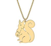 SHIGIE Collar con colgante de ardilla de acero inoxidable, chapado en oro de 18 quilates, joyería de animales salvajes para mujer, regalos divertidos, Medium, Acero inoxidable, No es una piedra