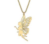 SHIGIE Collar con colgante de hadas de fantasía chapado en oro de 18 quilates de acero inoxidable con diseño de alas de ángel de dibujos animados para mujeres, Medium, Acero inoxidable, No es una
