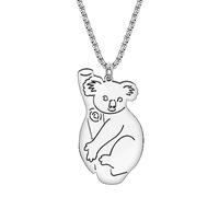 SHIGIE Collar de acero inoxidable con diseño de oso koala, chapado en oro de 18 quilates, cadena con colgante de rama de dibujos animados, animales, joyería para mujeres, Medium, Acero inoxidable, No