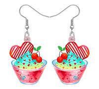 SHIGIE Día de San Valentín Corazón de Acrílico Cereza Magdalenas Pendientes Colgante Festival Dulce Joyería Para Mujeres Niñas Pareja Regalos Charms (Multi)