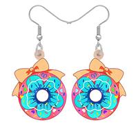 SHIGIE Día de San Valentín de Acrílico Dulce Corazón Doughnut Pendientes Colgante Festival Flores Diversión Joyería Para Mujeres Niñas Pareja Regalos Charms (Multi)