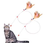 ShigKeu 2 piezas de juguete interactivo de plumas para gatos, varita de plumas con campanas, atrapador de gatos y varita ejercitadora para gatos y gatitos jugando y ejercitador para gatos y gatitos