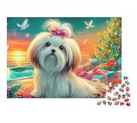 Shih Tzu 1000 Piece Recycled Cardboard Decoración de Arco de Perro Jigsaw Puzzle Set Brain Training Home Fun Great Gift for Puzzle Enthusiasts Family Friends 52x38cm/1000pcs