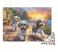 Shih Tzu 1000 Piezas Rompecabezas Colorido DecoracióN Familiar Tres Shih Tzus en el Camino Jigsaw Desafíos Difíciles para Regalo 70x50cm/1000pcs