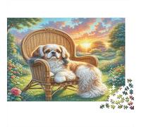 Shih Tzu Adult Puzzle for Home Dog in Wicker Chair Educational Game Decompression & Wall Decor 38x26cm/1000pcs
