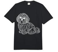 Shih Tzu Arte Lineal Amantes Comfort Colors Adult Heavyweight T-Shirt