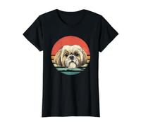Shih Tzu Camisa Shih Tzu Cara de Perro Amante de Las Mascotas Shih Tzu mamá papá Camiseta gráfica económica, Mujer, Negro, XL