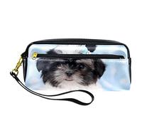 Shih Tzu - Cartuchera Estuche para lápices de perro, bolsa de piel sintética con cremallera, para niños y niñas, suministros escolares y de oficina