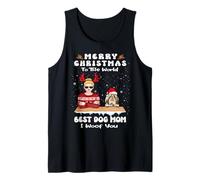 Shih Tzu Christmas To The World Best Dog Mom Funny Xmas Camiseta sin Mangas
